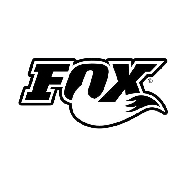 Black and white Fox Racing logo featuring the stylized text 