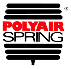 Logo for Polyair Spring: red text reading 
