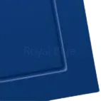 Two overlapping, blue rectangular placemats, the top one with a raised edge.