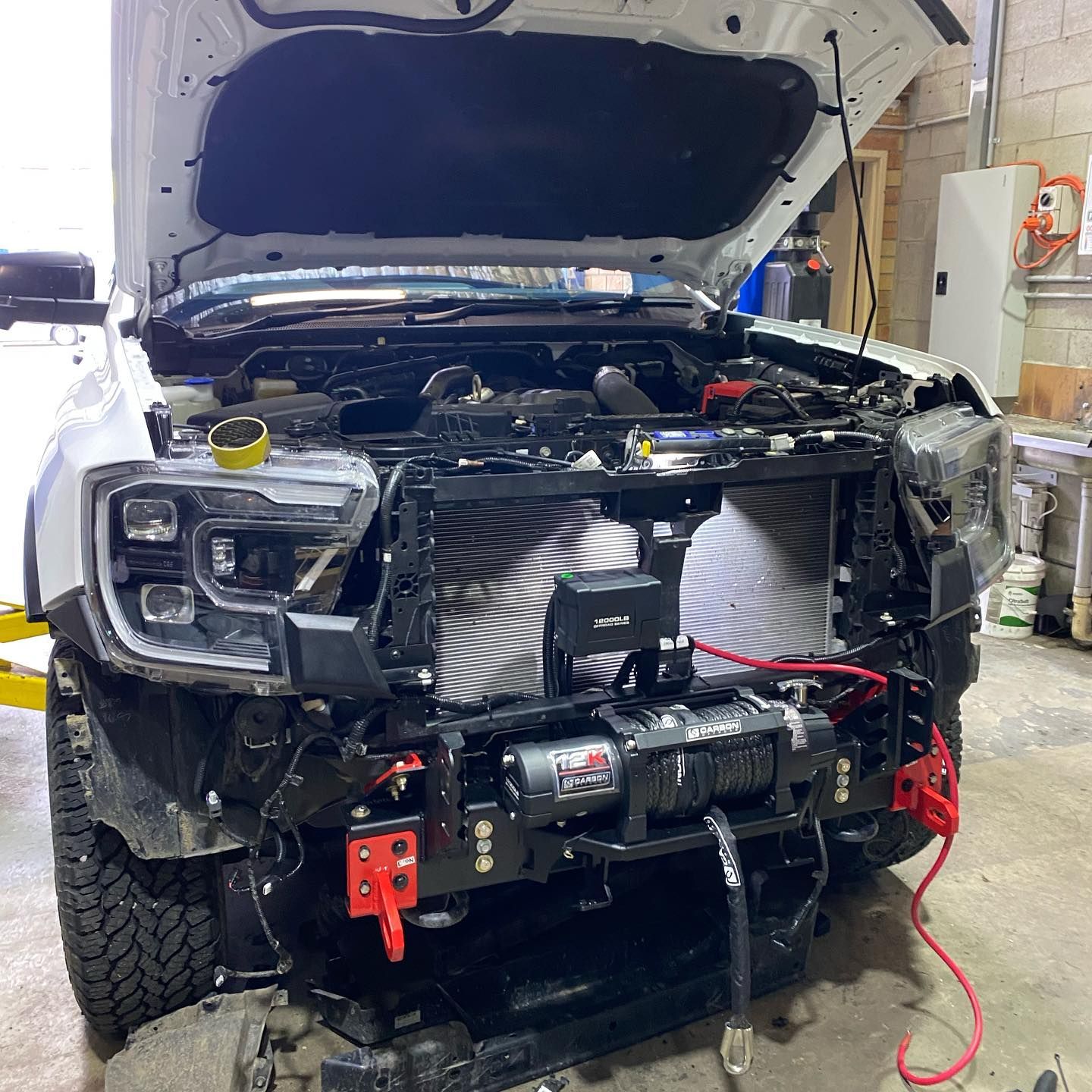 White Truck With Hood Open — Atlas 4X4 Touring & Mechanical in Tweed Heads, NSW