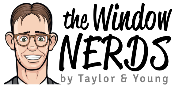 A logo for the window nerd by taylor & young