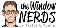 The Window Nerd logo with clipart picture of a nerd.