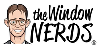 The Window Nerd logo with clipart picture of a nerd.