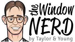 A logo for the window nerd by taylor & young