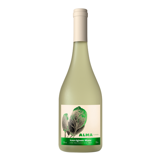 Um rótulo de vinho sauvignon blanc com uma imagem de folhas
