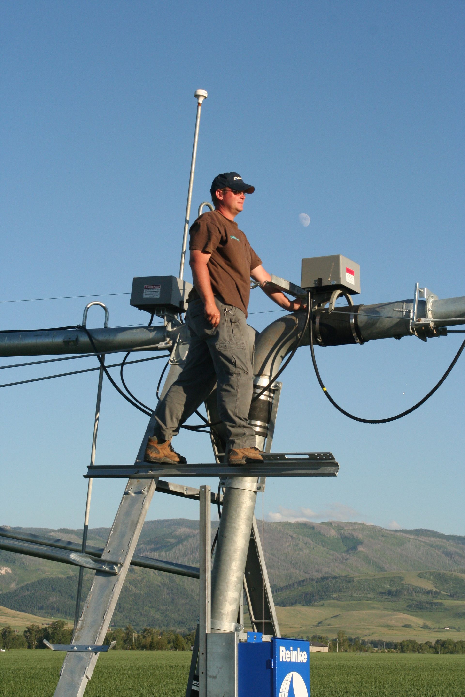 A close up of a irrigation system in a field.