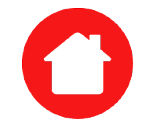 A white house is in a red circle.