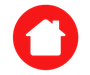 A white house is in a red circle.