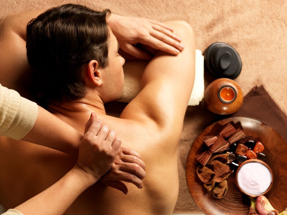 Man Having Swedish Massage Therapy