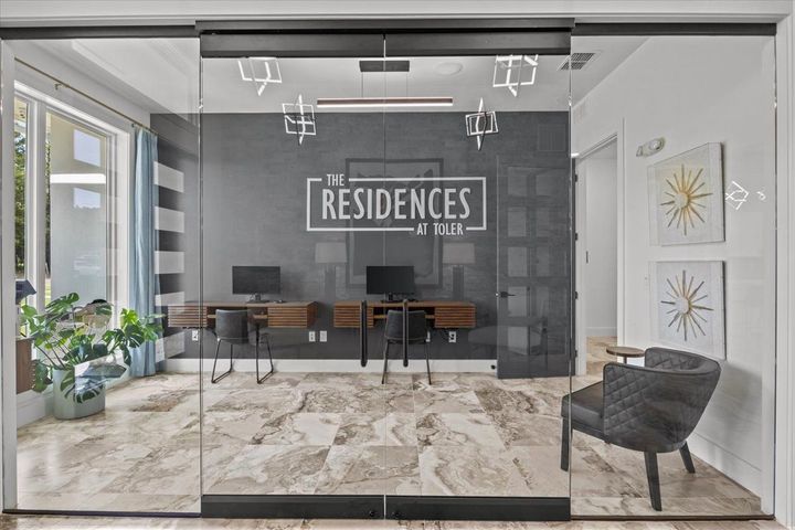 Modern, green lobby