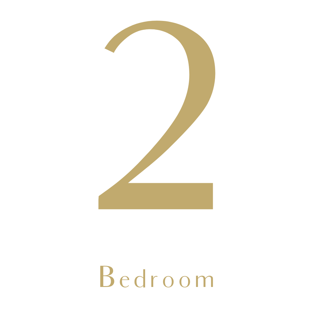 The number 2 is on a white background next to the word bedroom.