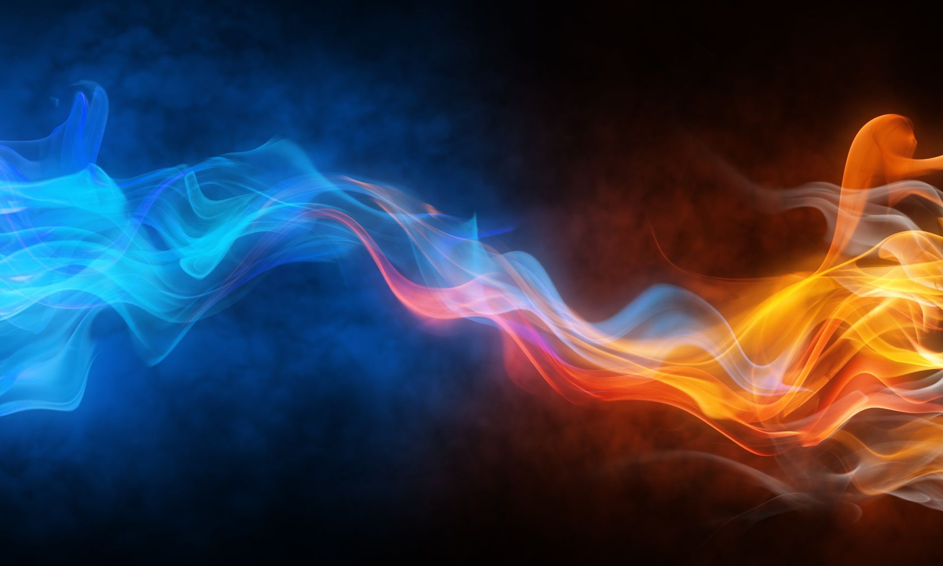 A blue and red smoke coming out of a fire on a black background.