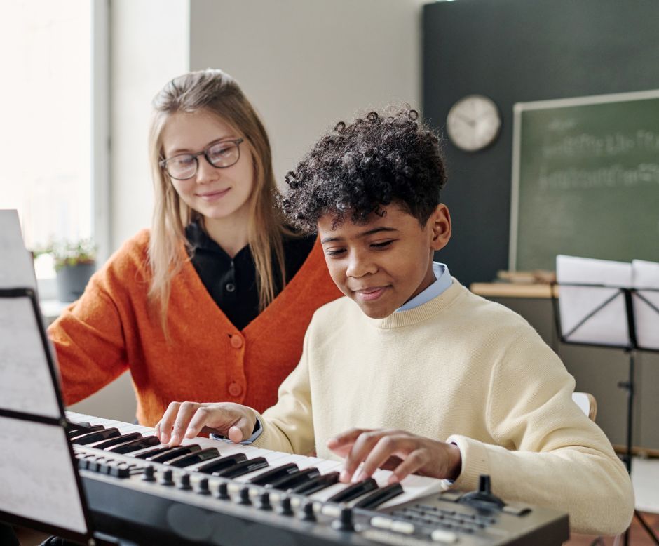 Child enjoying festive music class at PrepMe Learning
