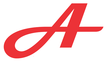 Red, stylized letter