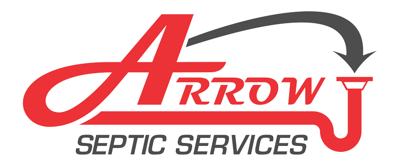 Logo: Red "Arrow" with a curved gray line and a plumbing pipe, "Septic Services" below.