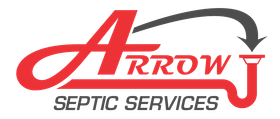 Logo: Red "Arrow" with a curved gray line and a plumbing pipe, "Septic Services" below.