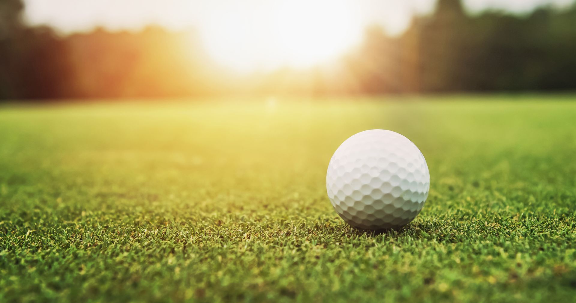 A golf ball is sitting on the green of a golf course.