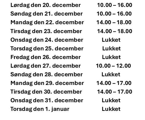 åbningstider julen 2025