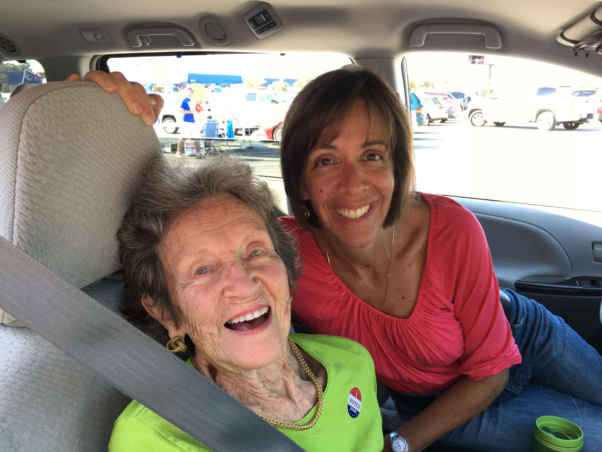 Home Care Wilmington Client and Caregiver running errands together