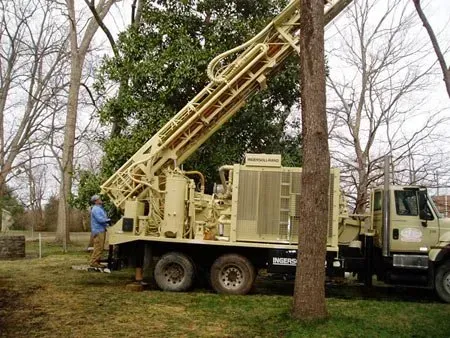 Setting up the drill — Franklin, TN — Henry Drilling LLC