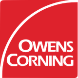 The logo for owens corning is red and white