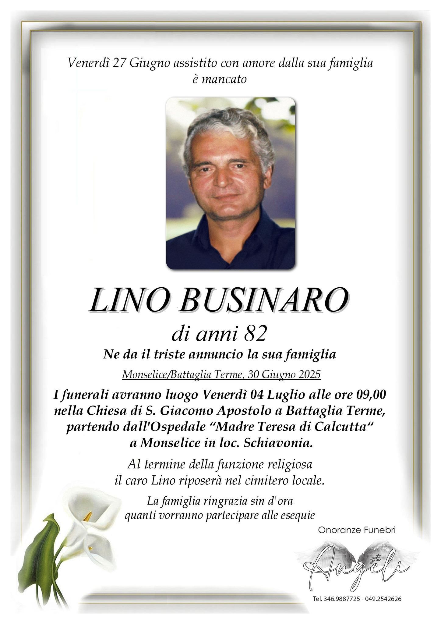 necrologio Lino businaro