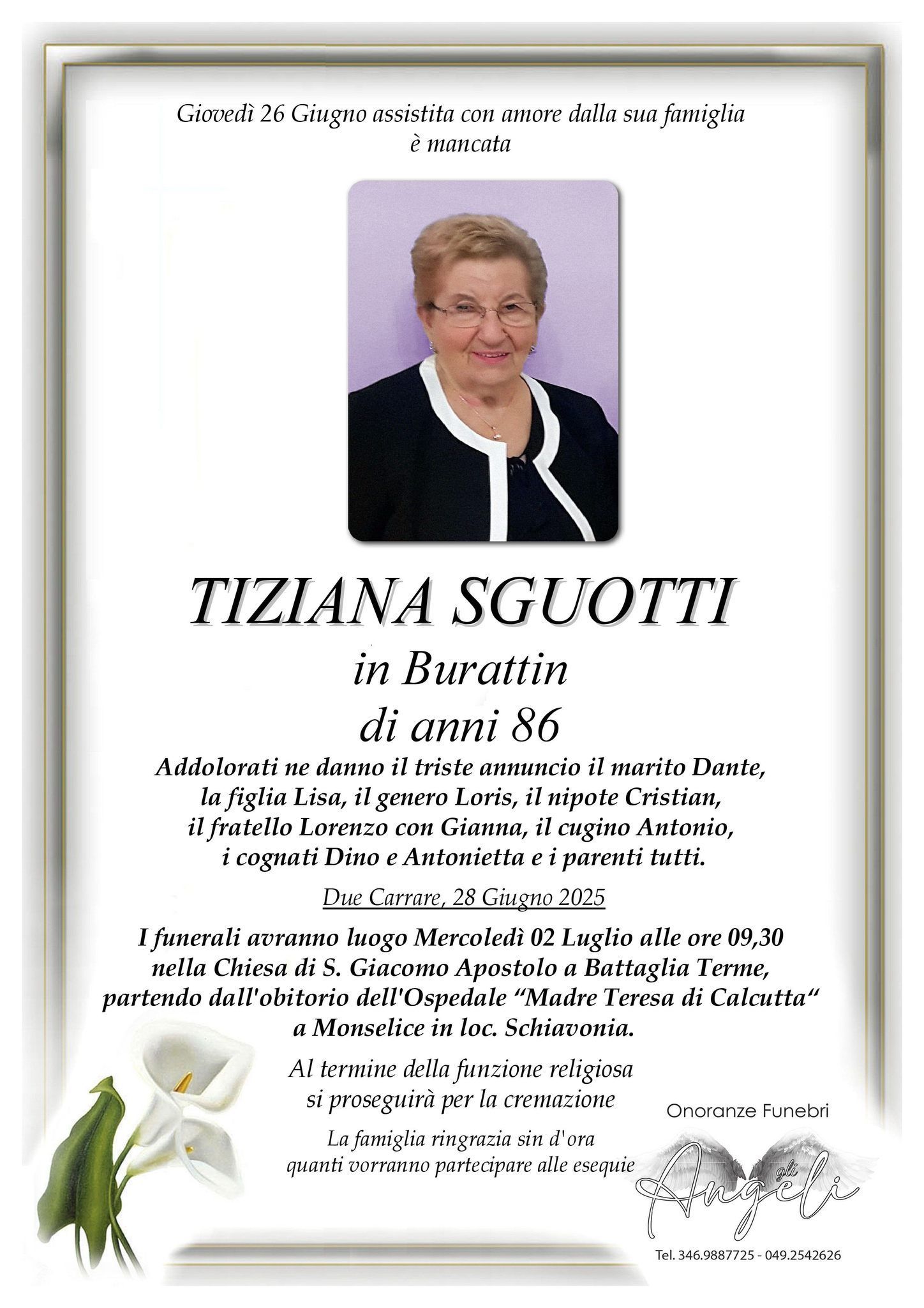 necrologio tiziana sguotti