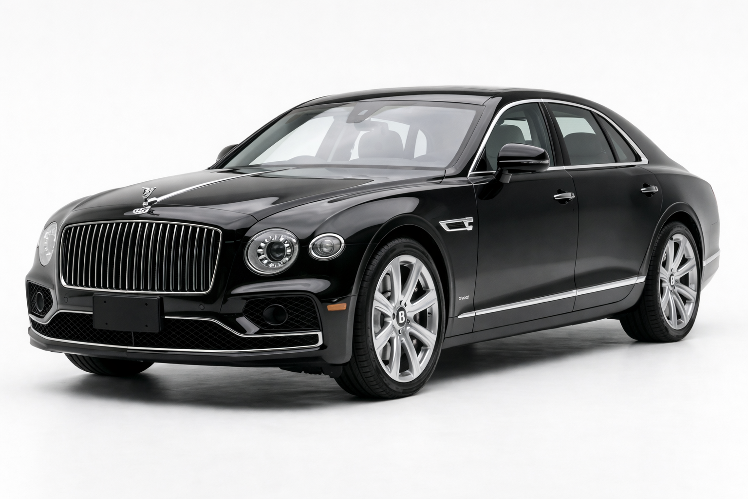 A black Bentley sedan is shown on a white background.