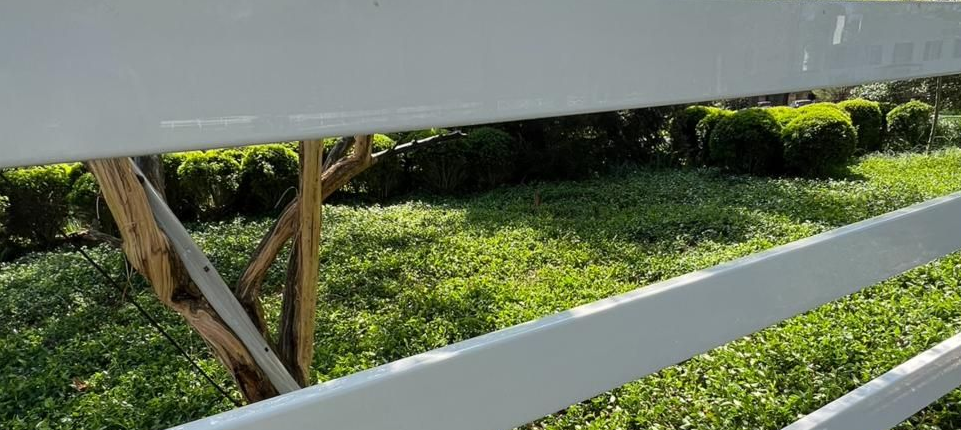A window on the side of a house with a glass block window.