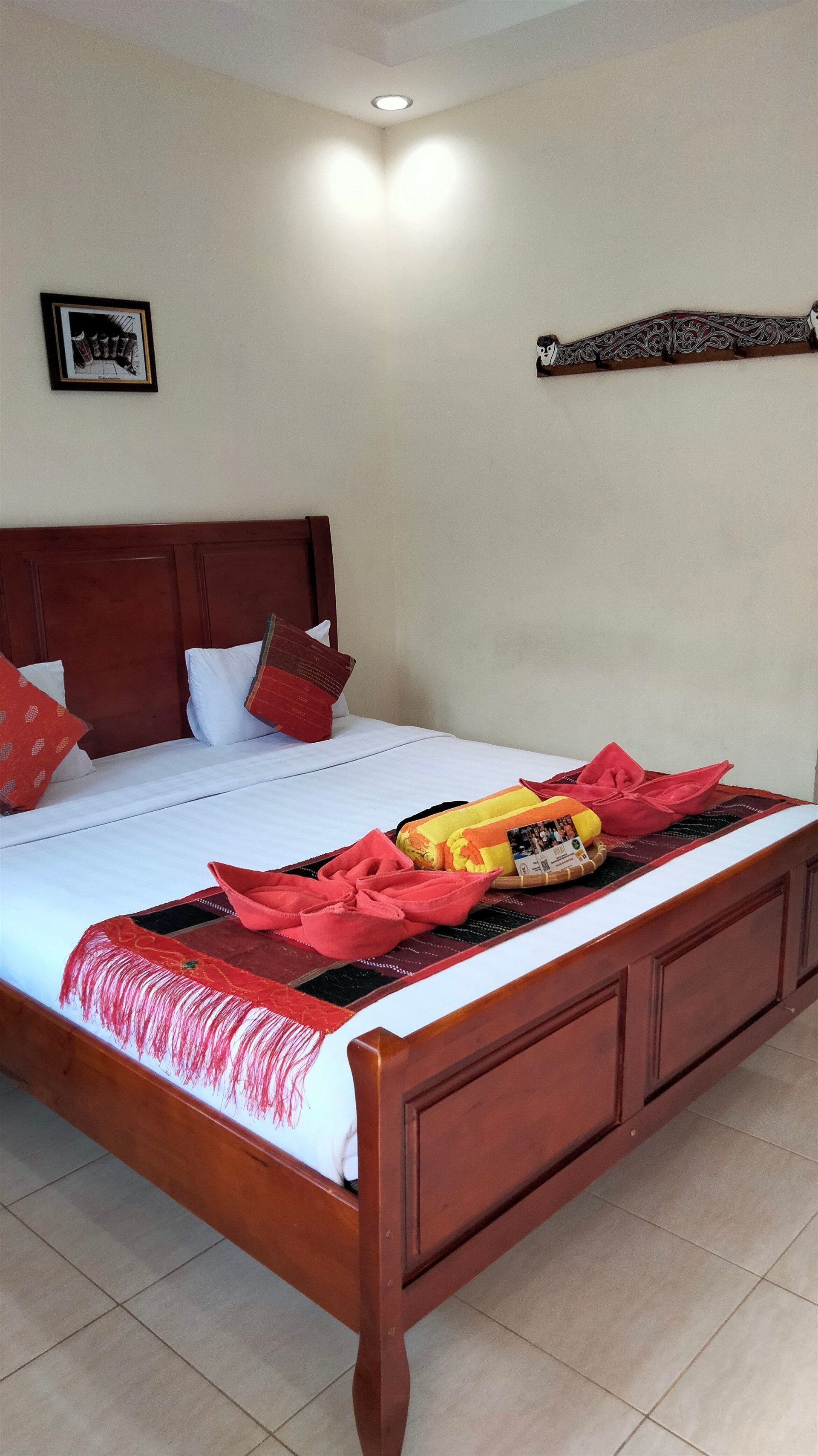 There is a large bed in the middle of the room.