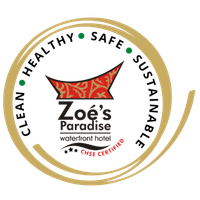 A logo for zoe 's paradise waterfront hotel