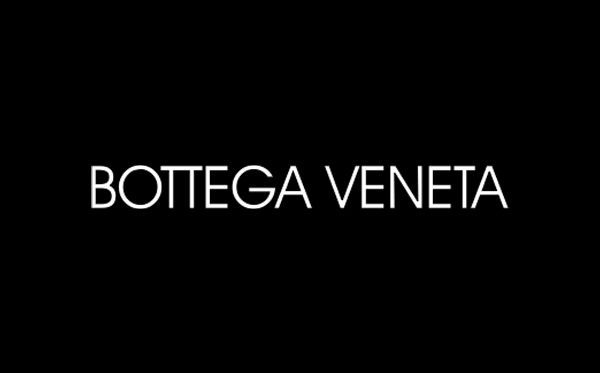 Logotipo da Bottega Veneta em texto branco sobre fundo preto.