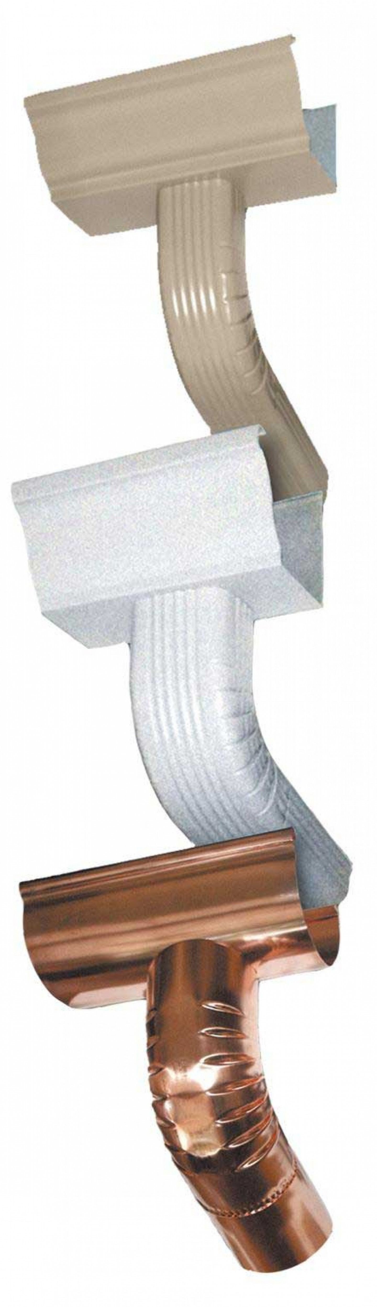 Three different types of gutters are stacked on top of each other on a white background.