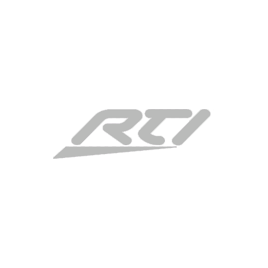 A gray rti logo on a white background.