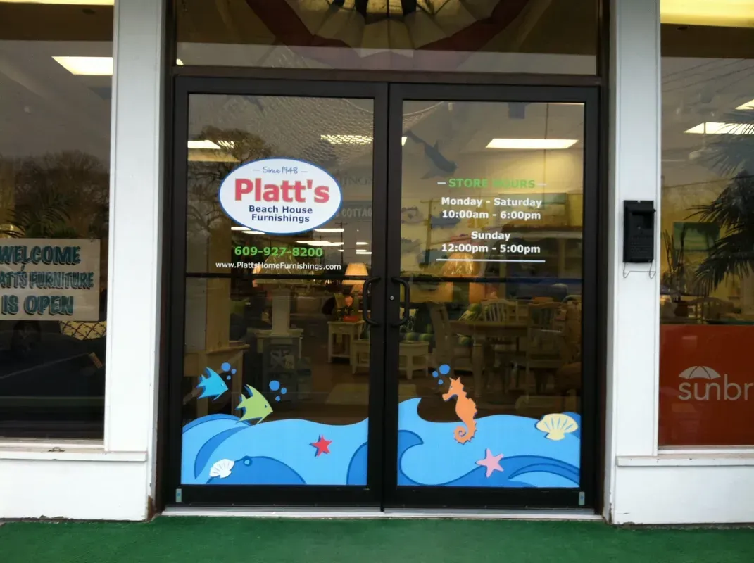 A glass door with a nautica donut logo on it in Bridgeton, NJ.