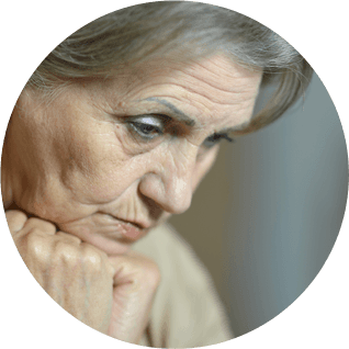 Older person with a worried look
