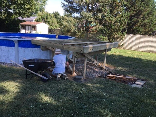 Construction Worker Installing Deck — Strasburg, PA — Hillside Construction LLC