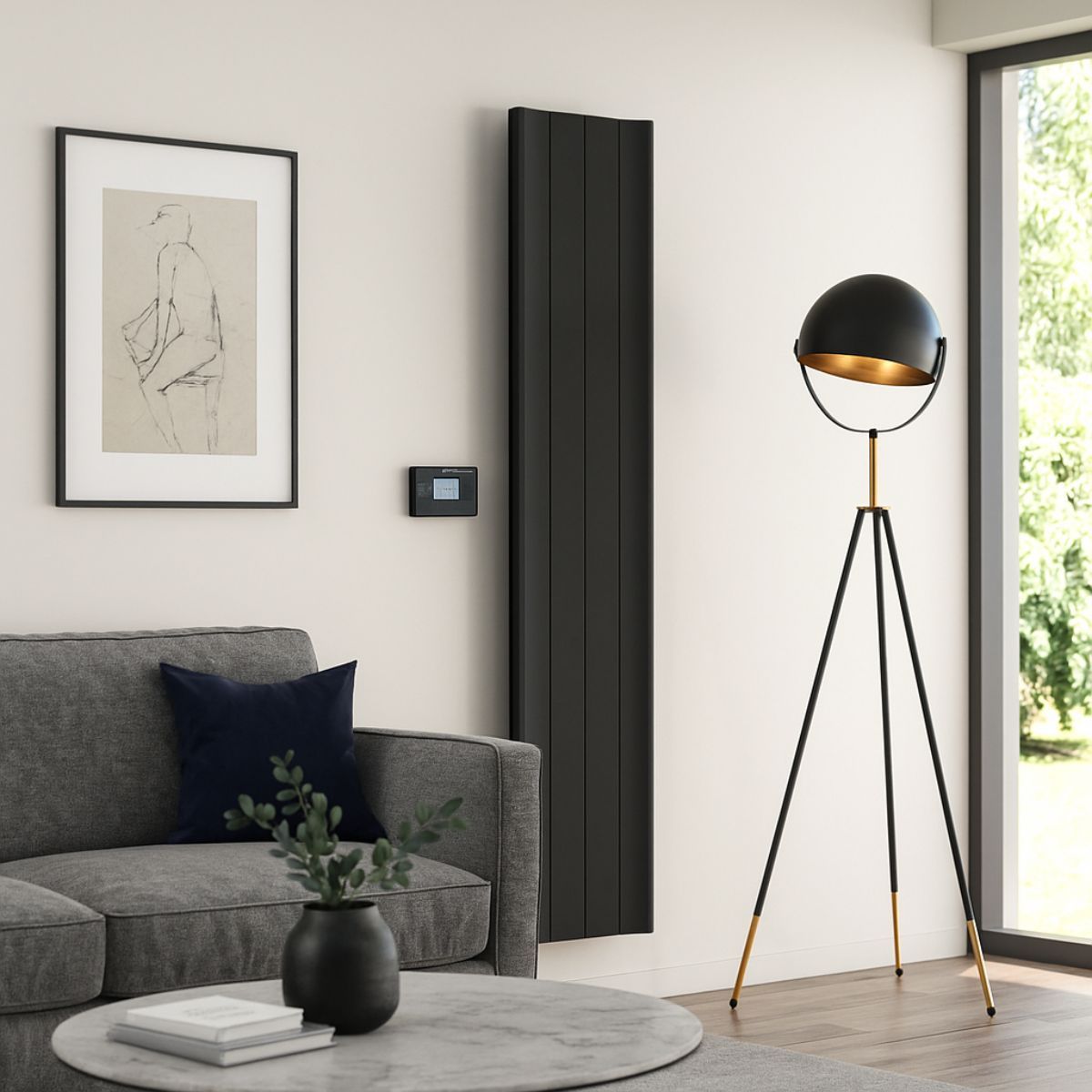iRad vertical flat panel electric radiator in white