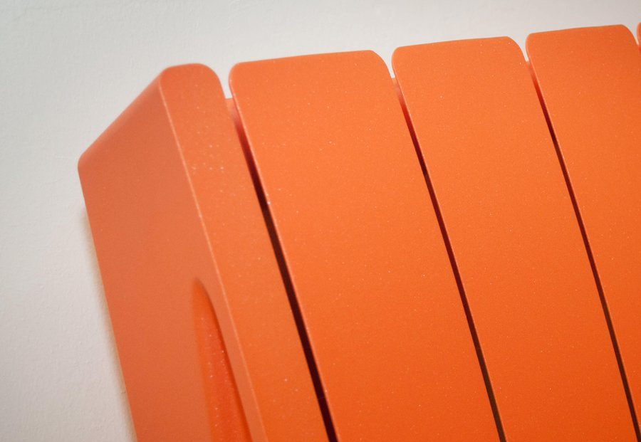 Curve-E electric aluminium radiator in Quartz Orange finish