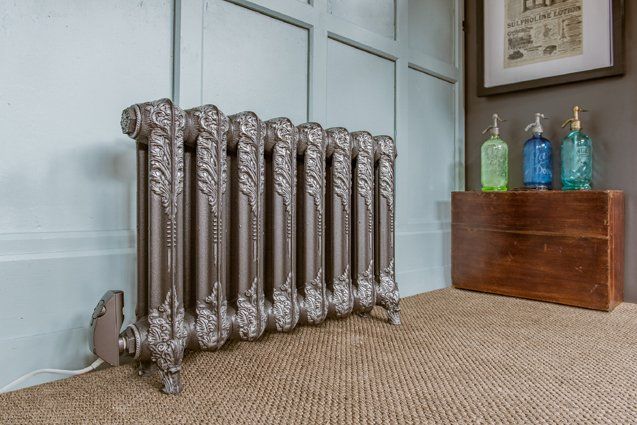 Electric ornate cast iron radiator, the Downton 