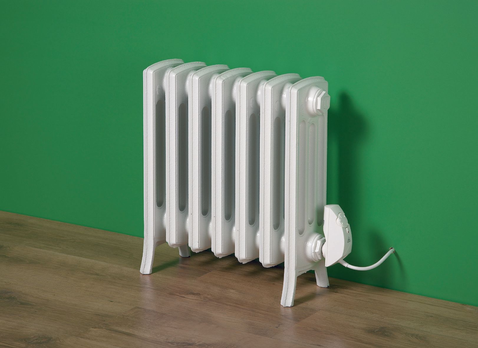 Electric Etonian cast iron radiator in white