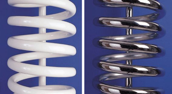 Electric Hot Spring radiators in chrome and white