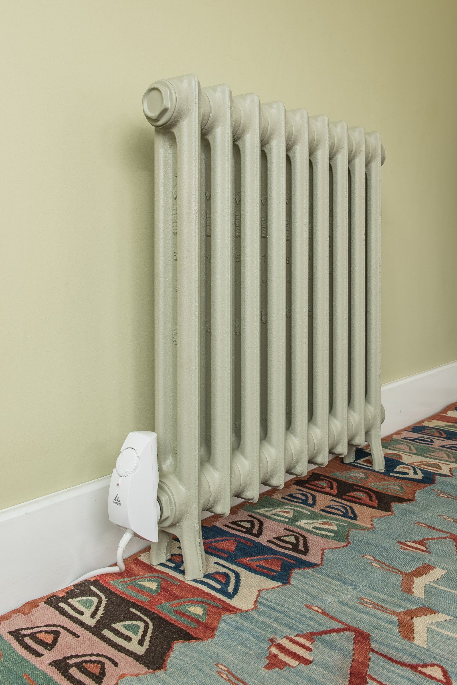Wilberforce cast iron electric radiator in Farrow & Ball French Grey