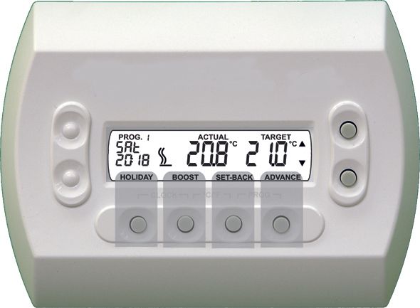 Wireless controller allowing time and temperature controls and heating zones on electric radiators