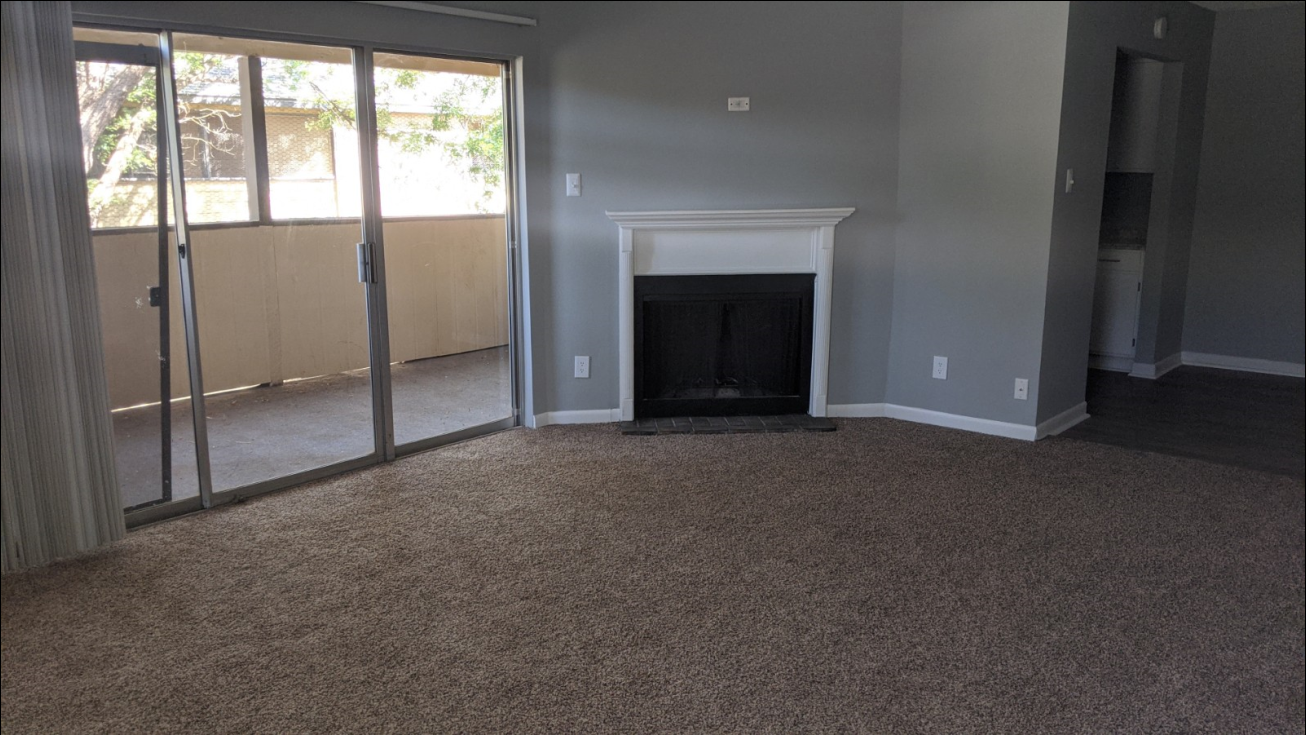 living room with fire place