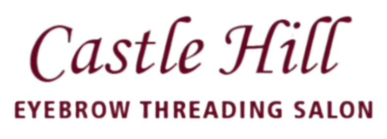 Logo for Castle Hill Eyebrows, Inc. in burgundy script, with black text 
