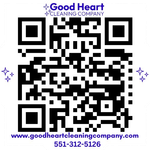 A qr code for good heart cleaning company is shown on a white background.