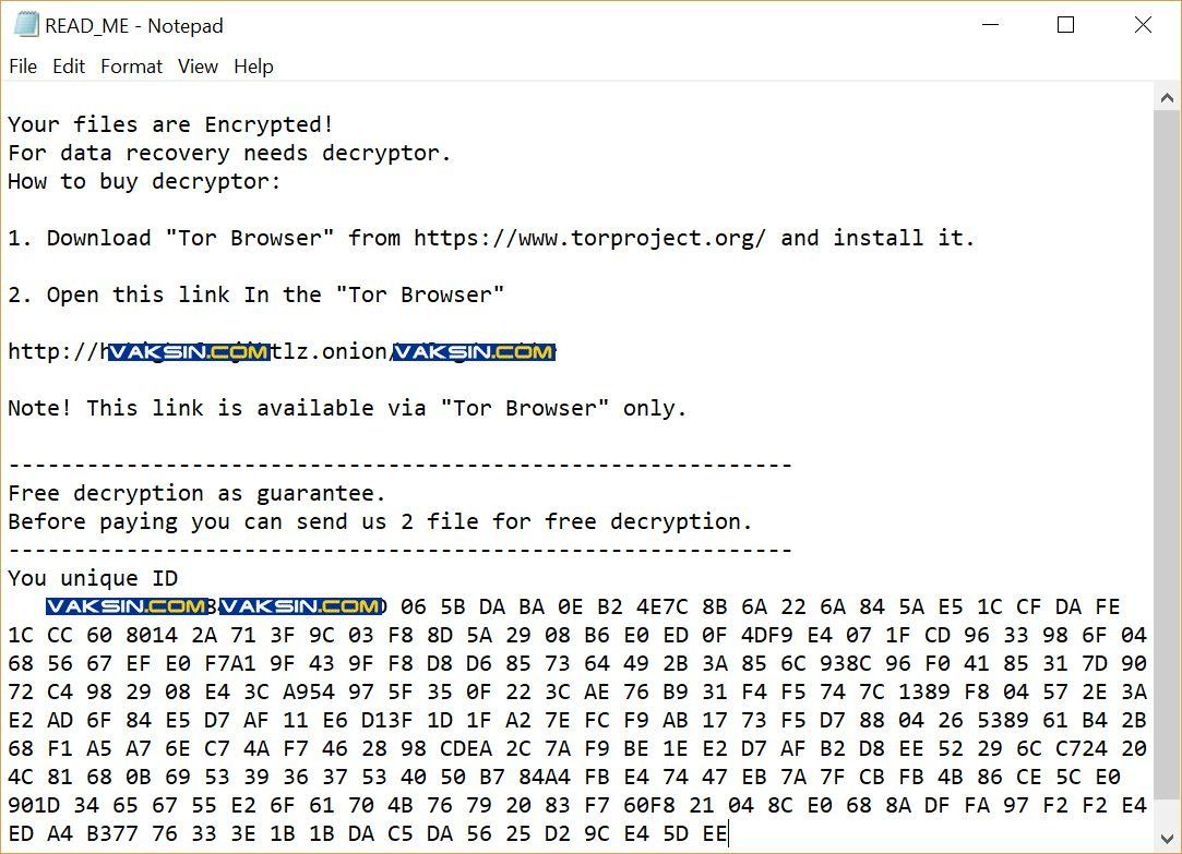 GlobeImposter meninggalkan pesan text di setiap direktori yang filenya di enkrip