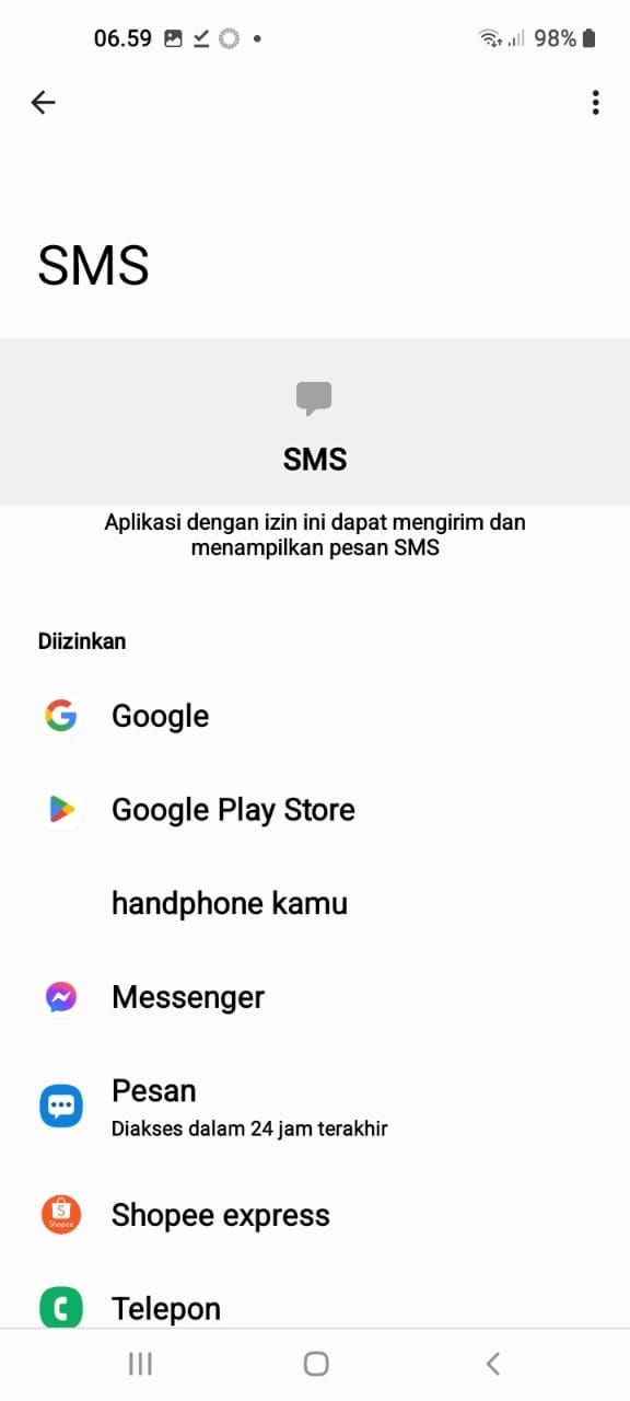 Gambar 5, Cek aplikasi apa saja yang memiliki hak