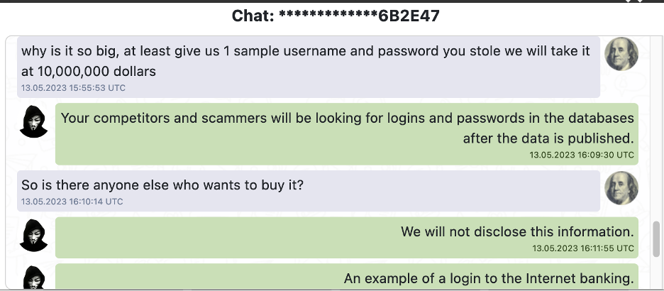 Gambar 1, Korban menyatakan akan membayar US $ 10.000.000 jika Lockbit memberikan contoh username dan password yang dicuri
